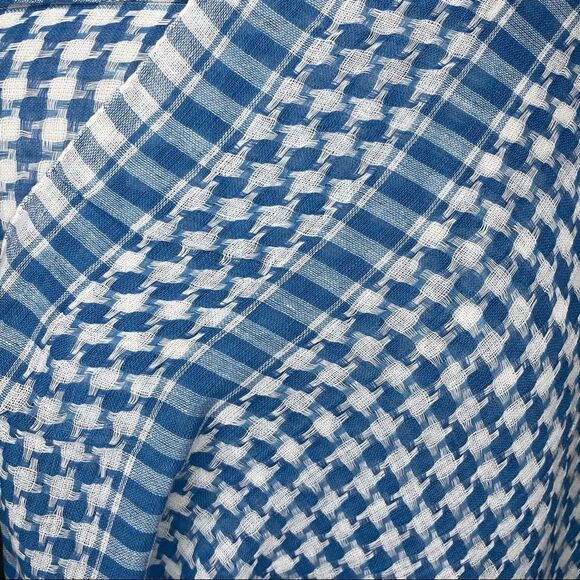 NWT Open Hand Designs Blue & White Check Handloomed Scarf Wrap Fringe Fair Trade - Picture 6 of 11